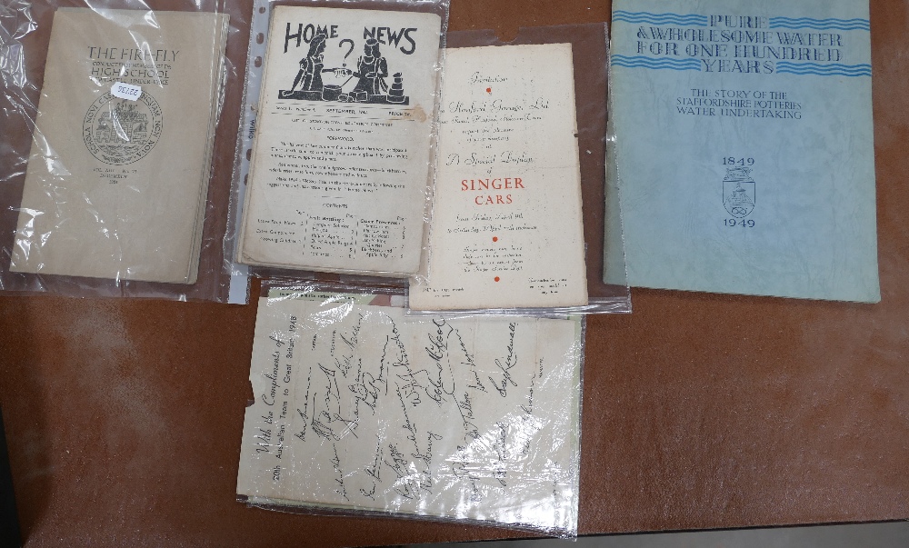 A mixed collection of ephemera to include auto signed 1948 Australian cricket team complement