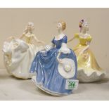 Royal Doulton Seconds Lady Figures: Ninette HN2379, Hilary HN2335 and Sweet Seventeen(3)