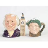 Royal Doulton Small Character Jugs: John Doulton , Auld Mac, BuzzFuzz & large toby jug The