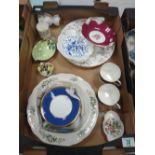 A mixed collection of items to include: Coalport handled platters, similar athlone - blue coffee