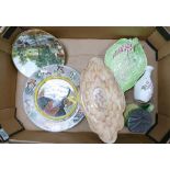 A mixed collection of items to include: Cabbage ware items, Lustred Bowl, decorative wall plates etc
