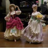 Coalport Limted Edition Lady Figures: Ripe Cherries Ripe & Oranges & Lemons(2)