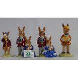 Royal Doulton Bunnykins Figures: Mr Bunnykins at the Easter Parade, Family Photograph x 2 and Rise &