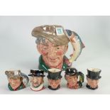 A collection of Royal Doulton character figures to include: large The Poacher D6429, miniature