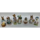Beswick Beatrix Potter figures: Foxy Whiskered Gentleman, Jemima Puddleduck, Benjamin Bunny,