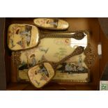 Gilt Metal Oriental Theme Dressing Table Set: