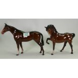 Beswick horse head tucked: model 1549 and one other (2)