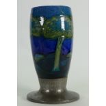 Moorcroft Moonlit blue vase: With Tudric pewter base (restored).