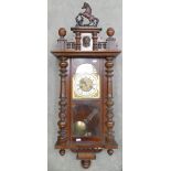 Early 20th century Walnut Wall clock by Hughes & Son, Wrexham - Llangollen: Height 102cm,