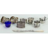 Collection of hallmarked silver items: Napkin rings all with faults or engraving,