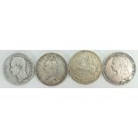 Three UK silver crowns & Venezuela 5 Bolivares: Crowns 1889,