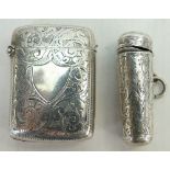 Vesta case & cigarette holder case both with clear Chester Hallmarks: Vesta 1899.