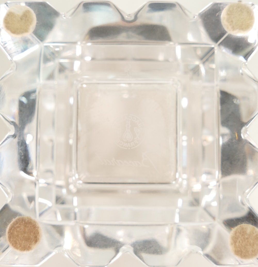 Baccarat vintage crystal square vase: Etched mark to base and label, height 11cm. - Image 2 of 4