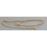 Yellow coloured metal chain with catch marked 9ct: Weight 17.3g.