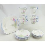 Shelley Regent Shaped WR066 patterned part tea set: Seventeen pieces .