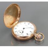 9ct Waltham gold full hunter pocket watch: With top winder,