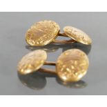 Antique 15ct gold pair of gents cufflinks: Chester hallmarks, 8.1 grams.