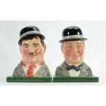 Royal Doulton pair of character bookends Laurel & Hardy: D7120 & D7119.