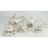 Limoges WG & Co French porcelain tea set for two: Comprising tea pot, covered sugar & milk jug,