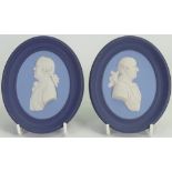 Pair of Wedgwood 3 Colour Portrait Oval Plaques: Josiah Wedgwood & Thomas Bentley,