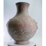 Han Dynasty black pottery archaic polychrome Hu vase: Period vase with Thermoluminescence