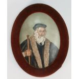 Oval porcelain hand painted Plaque: Decorated with a portrait, height 20cm.