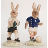 Royal Doulton Bunnykins pair of figures: Soccer player DB123 and Goalkeeper DB122,