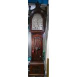 8 day Longcase clock by William Twell of Birmingham circa 1770-5: The clock case is deep carved in