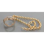 9ct gold items: Including 9ct bracelet and 9ct gold signet ring shank, 6.4 grams.