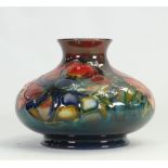 Walter Moorcroft squat Flambe vase decorated in the Anemone design: H 8cm x d10cm, c1950s.