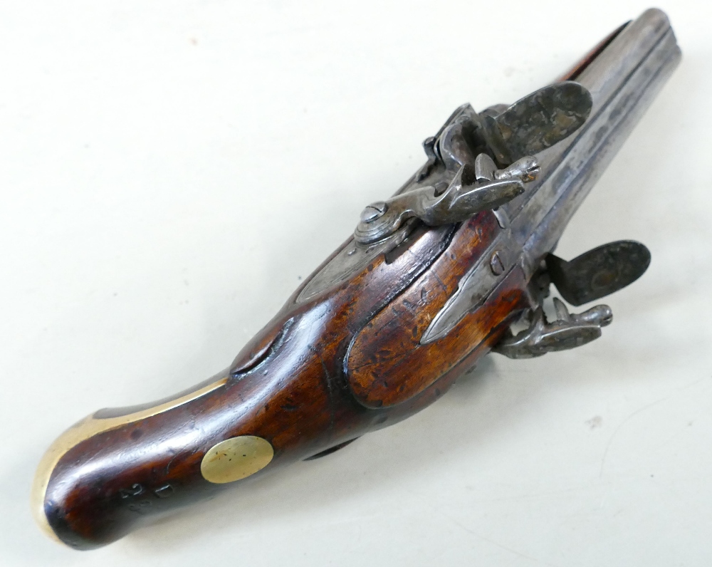 Double barrel side by side Flintlock pistol: - Image 6 of 6