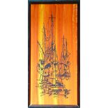 Peter Evans Oil painting on board of ships in dry dock: In wood frame,