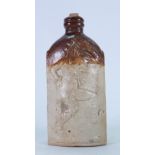 19th century Stoneware flask embossed with a dancing man: Impressed J C Stevens wine merchants of