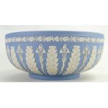 Wedgwood blue & white Jasperware prestige Acanthus bowl: Dated 1982, diameter 25.5cm.
