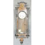 Early 20th century Walnut Spring Driven Vienna Wall clock: Height 95cm,