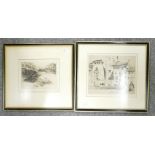 Sir Seymour Haden & Samuel Chamberlain two etchings: Two sheep by Haden,