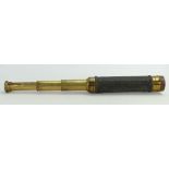 Brass three drawer early 20th century Telescope: Extended length 73cm.
