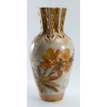 Doulton Lambeth Carrara ware pierced vase: Decorated and gilded with flowers by Edith Lupton & Kate