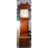 19th century Oak Welsh Longcase clock with square painted dial: by David Jones dial 33cm square.