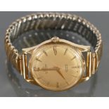 Bucherer 18ct gold gentlemans automatic wristwatch: With expandable gold plated bracelet.