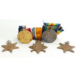 A set of first world war WWI medals: Awarded to 8322 Pte A Bowker N.Staffs.