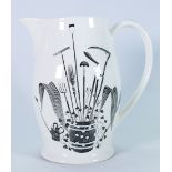 Wedgwood Creamware Garden Implements jug designed by Eric Ravilious: Height 20cm.