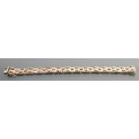 9ct gold ladies bracelet: Weight 23.5g, 18.5cm x 1.4cm wide.