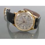 Lebois & Co 14ct gold gents chronometer wristwatch: Anti-magnetique with leather strap.