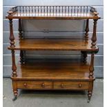 Victorian exceptional quality Rosewood three tier galleried Dumb Waiter: Length 97cm x depth 51cm