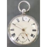 19th Century Silver fusee pocket watch: By J Sherett Newcastle under Lyme.