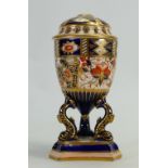 19th century Royal Crown Derby Potpourri Vase & Cover: Unmarked height 16cm.