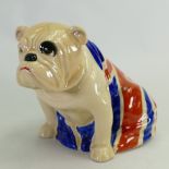 Royal Doulton model of a large seated Bulldog: Draped with union jack flag c1940, height 15cm.