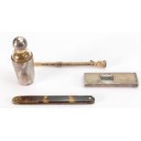 Group including gilt metal propelling Pencil: Together with silver cigar cutter,