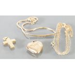 9ct gold items: Including ladies diamond bracelet,